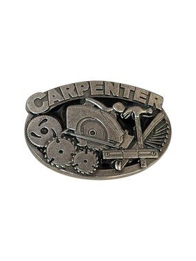 Carpenter Belt Buckle Metal Silver‎ Tone 3.5 Inch Tools